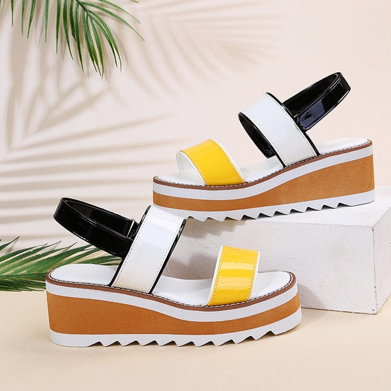 Cap Point YELLOW / 5 Miranda Platform Wedges Non-slip Ladies Sandals