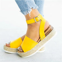 Load image into Gallery viewer, Cap Point Yellow / 5 Olix Summer Shoes Flip Flop Wedges Platform Sandals
