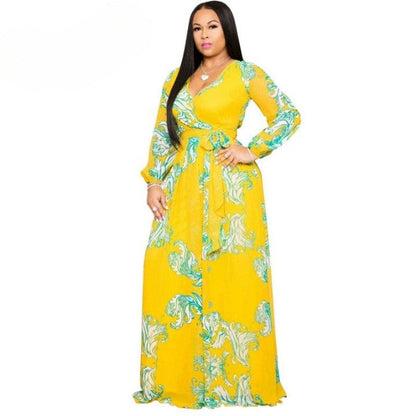 Cap Point Yellow green / S Francine Printed Chiffon Summer Dress