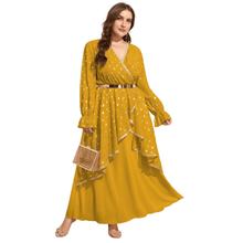 Load image into Gallery viewer, Cap Point Yellow / L Becky Chic Elegant Plus Size Luxury Designer Evening Party Oversize Maxi Dress
