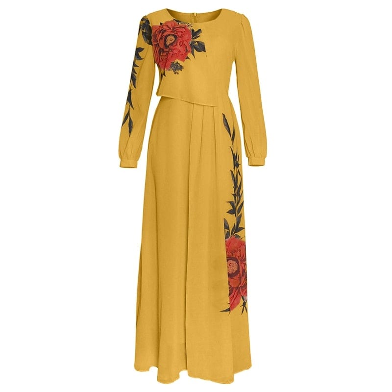Cap Point Yellow / L La Katangaise Long Sleeve Maxi Dress