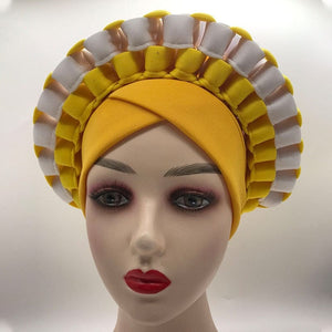 Cap Point Yellow / One Size Celia Adjustable Space Layer Turban Hat