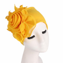 Load image into Gallery viewer, Cap Point Yellow / One size fits all New Large Flower Stretch Head Scarf Hat
