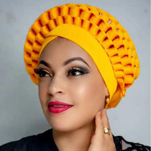 Load image into Gallery viewer, Cap Point Yellow / One Size Queen Auto Gele Turban Headtie
