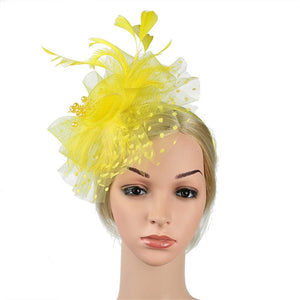 Cap Point yellow Pamela Bridal Wedding Party Fascinator Veil Hat