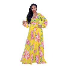 Load image into Gallery viewer, Cap Point Yellow / S Alexandrie Printed Chiffon Summer Dress
