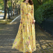 Charger l&#39;image dans la galerie, Cap Point YELLOW / S Aria Floral Printed  Loose Chiffon Fashion Maxi Dress

