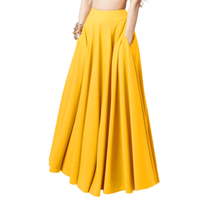 Cap Point yellow / S Eleanne Elegant A-line High Waist Solid Maxi Skirt