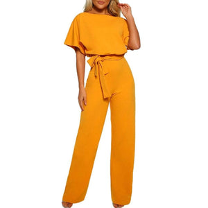 Cap Point Yellow / S Francisca Sexy Belted Jumpsuits