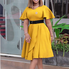 Load image into Gallery viewer, Cap Point yellow / S Katherine A Line Flare Sleeve High Waist Elegant Party Dress
