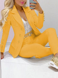 Cap Point Yellow / S Kaylan Co-Ord Blended Elegant 2-Piece Suit Blazer