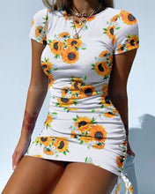 Load image into Gallery viewer, Cap Point yellow / S Malia Summer Short sleeve  Bodycon Stretch Mini Dress
