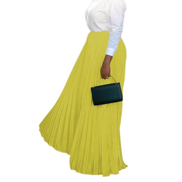 Cap Point Yellow / S Maryellen High Waist Pleated Maxi Skirt