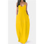 Cap Point Yellow / S Melania Sexy Bohemian Loose Sleeveless V-Neck Strappy Maxi Dress