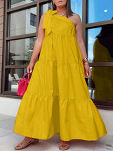 Load image into Gallery viewer, Cap Point yellow / S Oleya One Shoulder Pleated Party Maxi Dress
