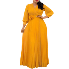 Load image into Gallery viewer, Cap Point Yellow / S Tamyra Elegant A-Line Slim Fit Pleated Maxi Dress

