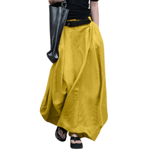Cap Point Yellow / S Vintage high waist lined skirt