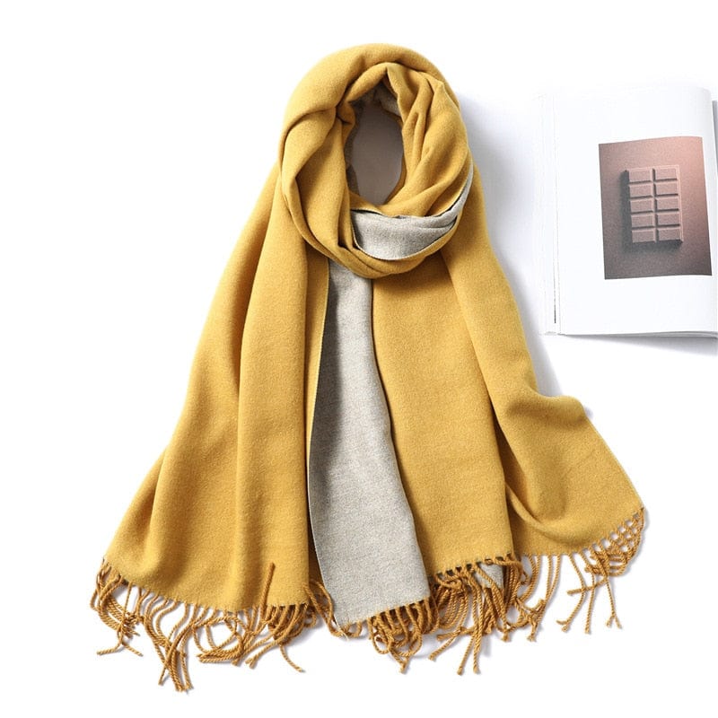Cap Point Yellow Winnie Winter Cashmere Thick Warm Shawls Wrap Scarf