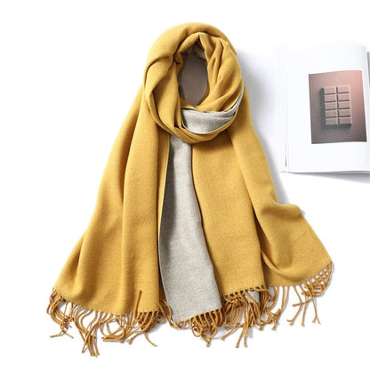 Cap Point Yellow Winnie Winter Cashmere Thick Warm Shawls Wrap Scarf