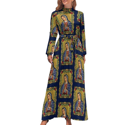 Cap Point yellow / XS Mary High Neck Long-Sleeve Boho Style Maxi Dress